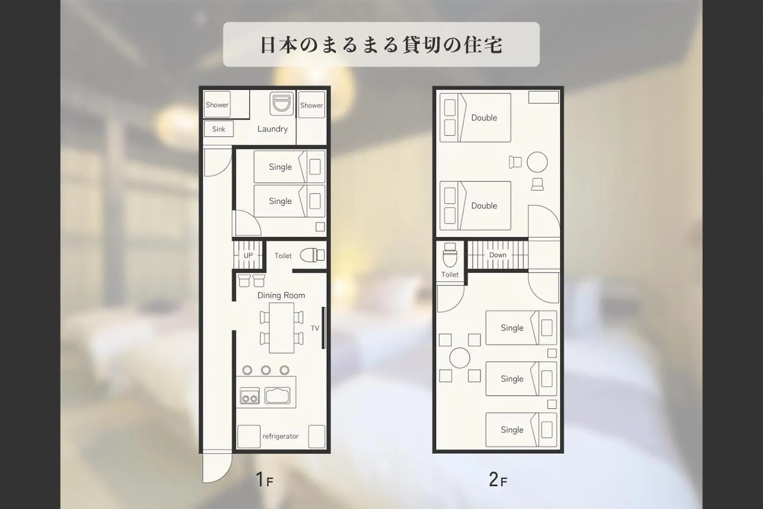 室内をフルリノベーション！清潔なお部屋　ベッド7台　2つのシャワールーム Villa Osaka